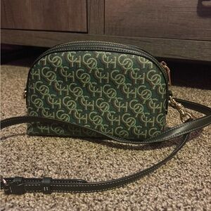Coach Green and Black Patterned with Gold Hardware Crossbody Bag 2023